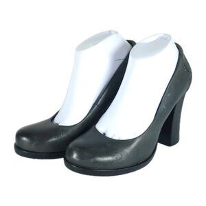 Kork Ease Women's Simone US8 Dark Gray Leather Block Heels Slip On Pumps Shoes